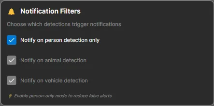 Notification Filter Settings